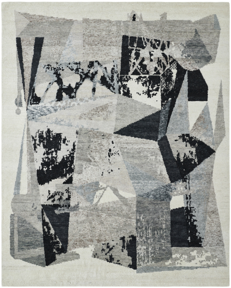 1495 HX Greys/Black/White Abstract Area Rug