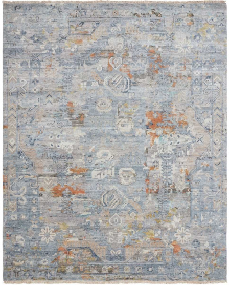 346 KH Vintage Blues Rust Area Rug