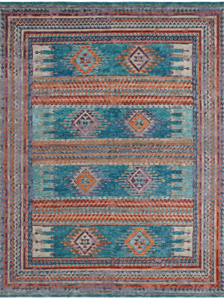 725-MV Teal/ Multi Area Rug