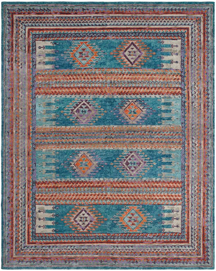725-MV Teal/ Multi Area Rug