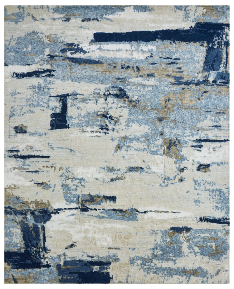 1166 ON Blue Tones Abstract Area Rug