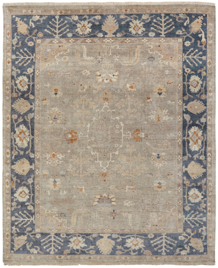 474 OU 474 Grey / Navy Area Rugs Oushak