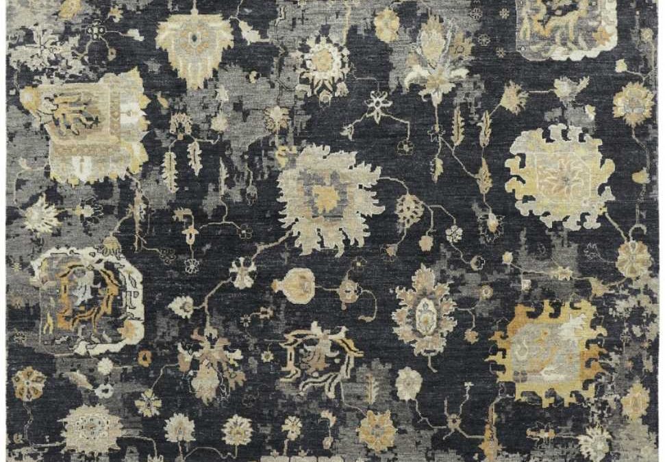 OB-095 Almost Black Hand Knotted Wool Rug